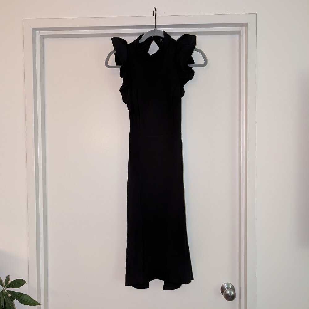 Black Backless Ruffle Bodycon Midi Dress Lulus Extra Small (XS) - Picture 3 of 11